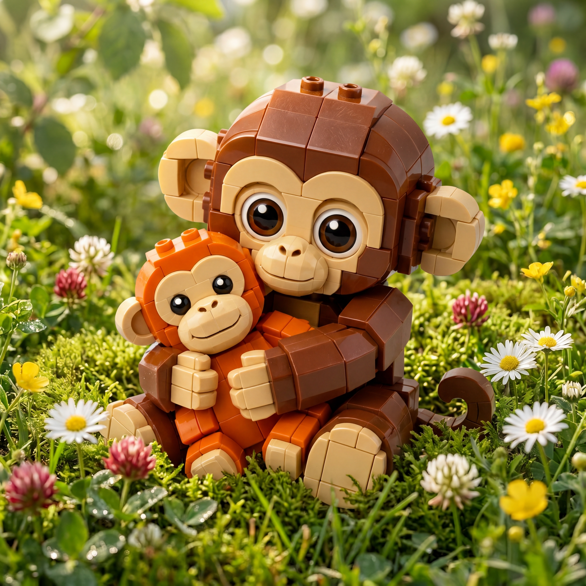 Cute Monkey Hug Display Building Set