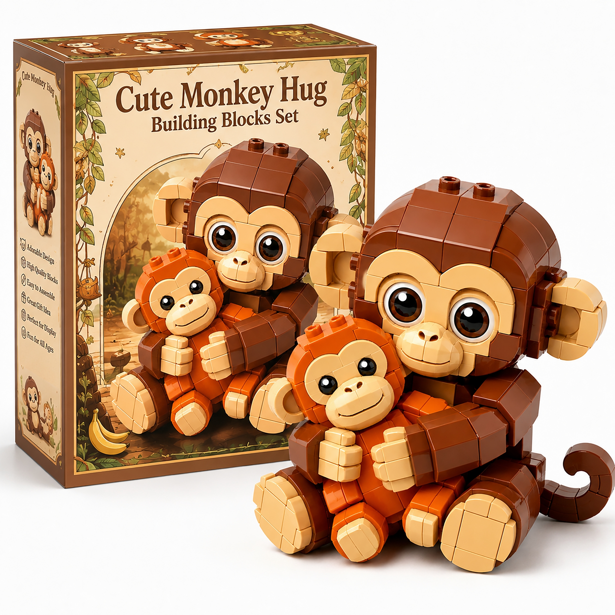 Cute Monkey Hug Display Building Set