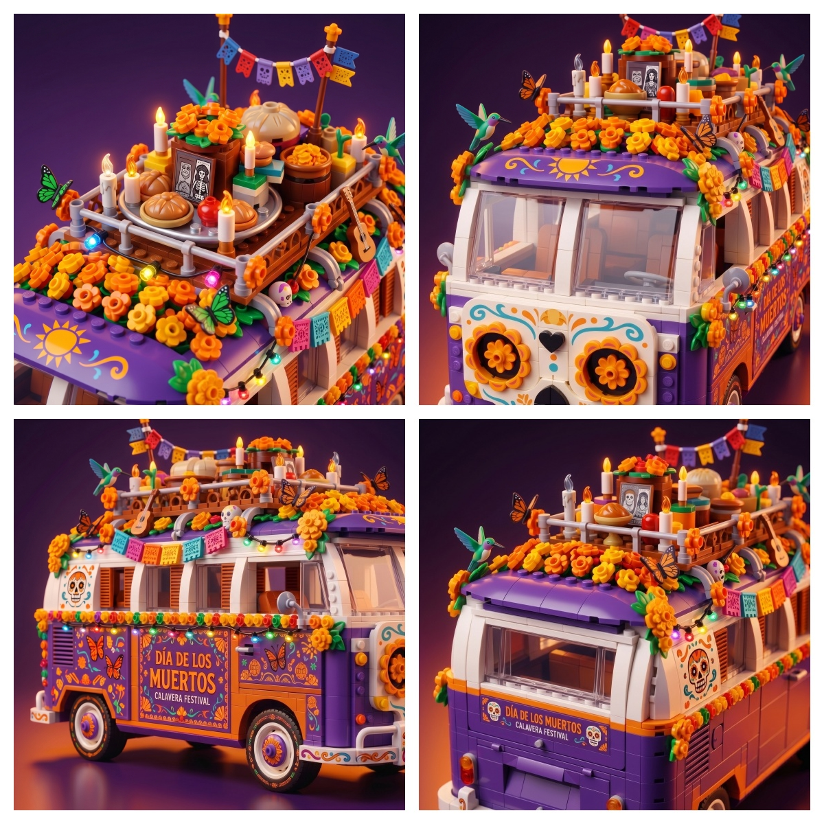 Day of the Dead Calavera Festival Bus Building Block Set