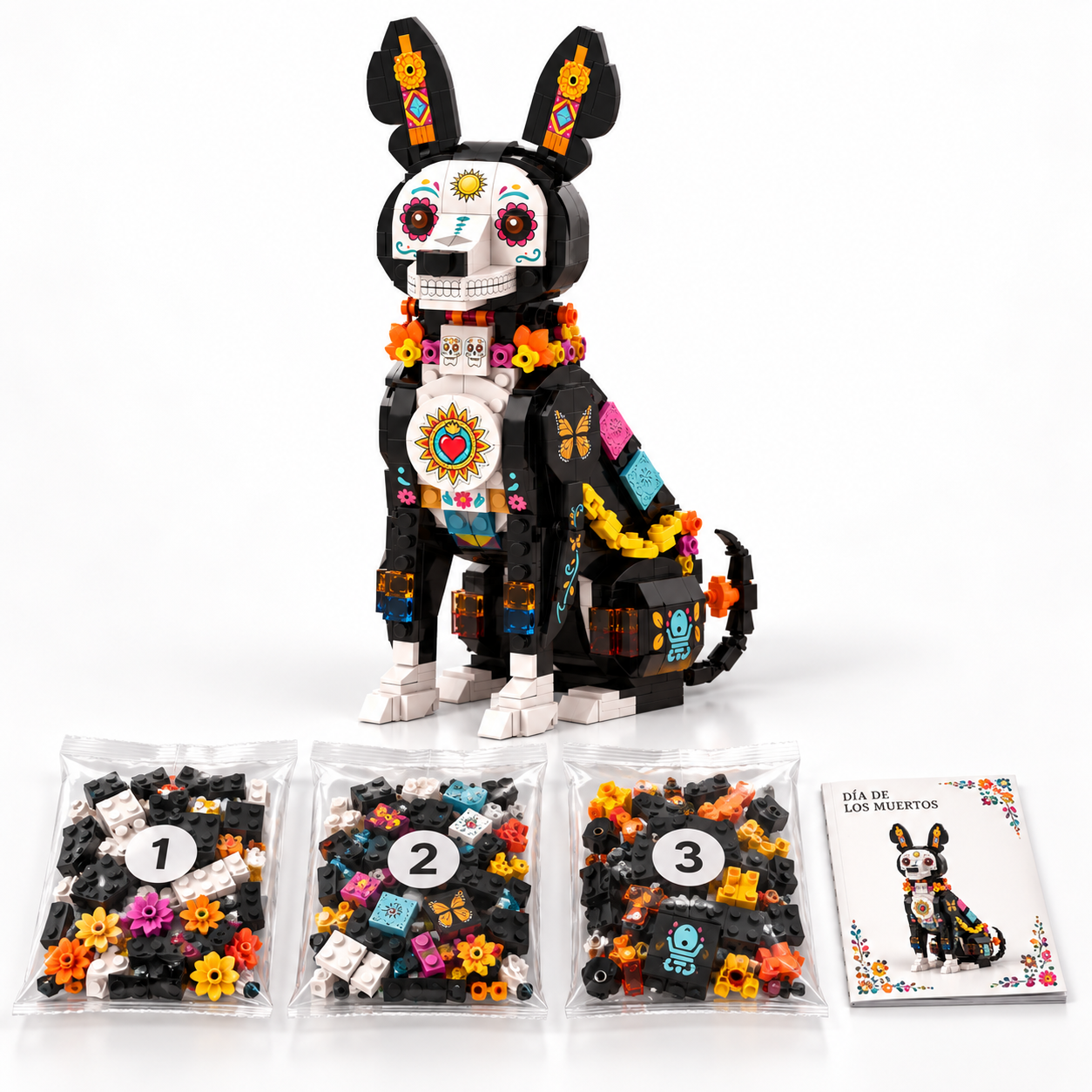 Día de los Muertos Dog Building Set – Sugar Skull Dog Day of the Dead Collectible
