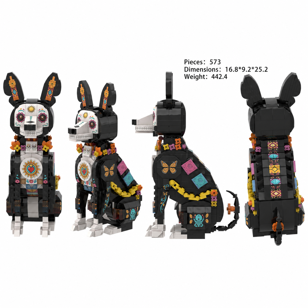Día de los Muertos Dog Building Set – Sugar Skull Dog Day of the Dead Collectible