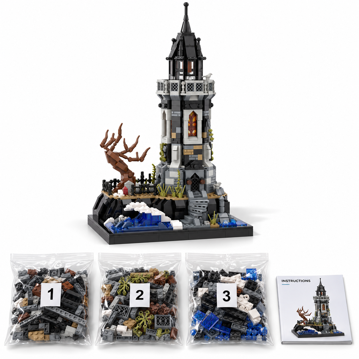 Haunted Lighthouse Building Blocks – Spooky Gothic Lighthouse Model
