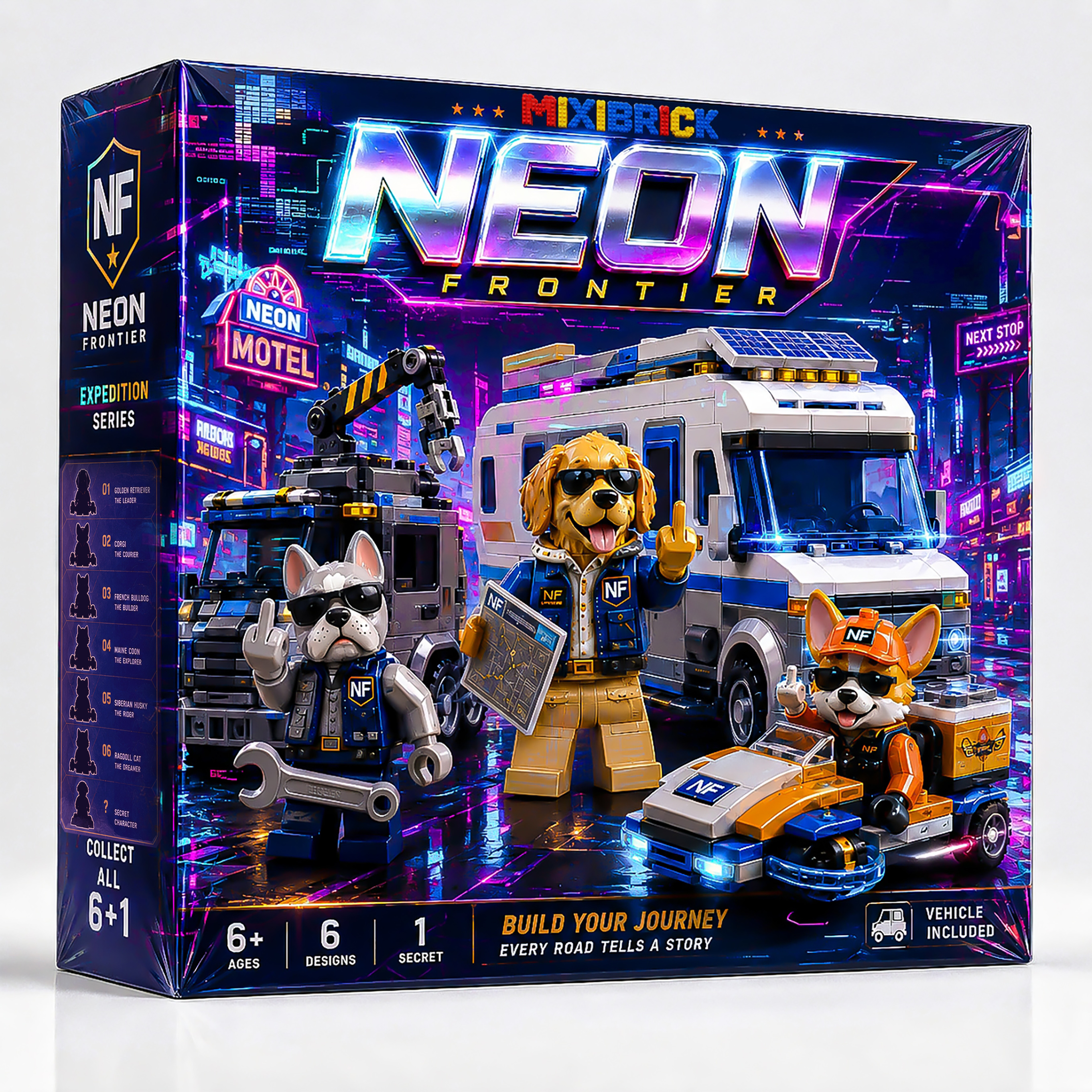 Neon Frontier Road Crew Collectible Brick Blind Box Series