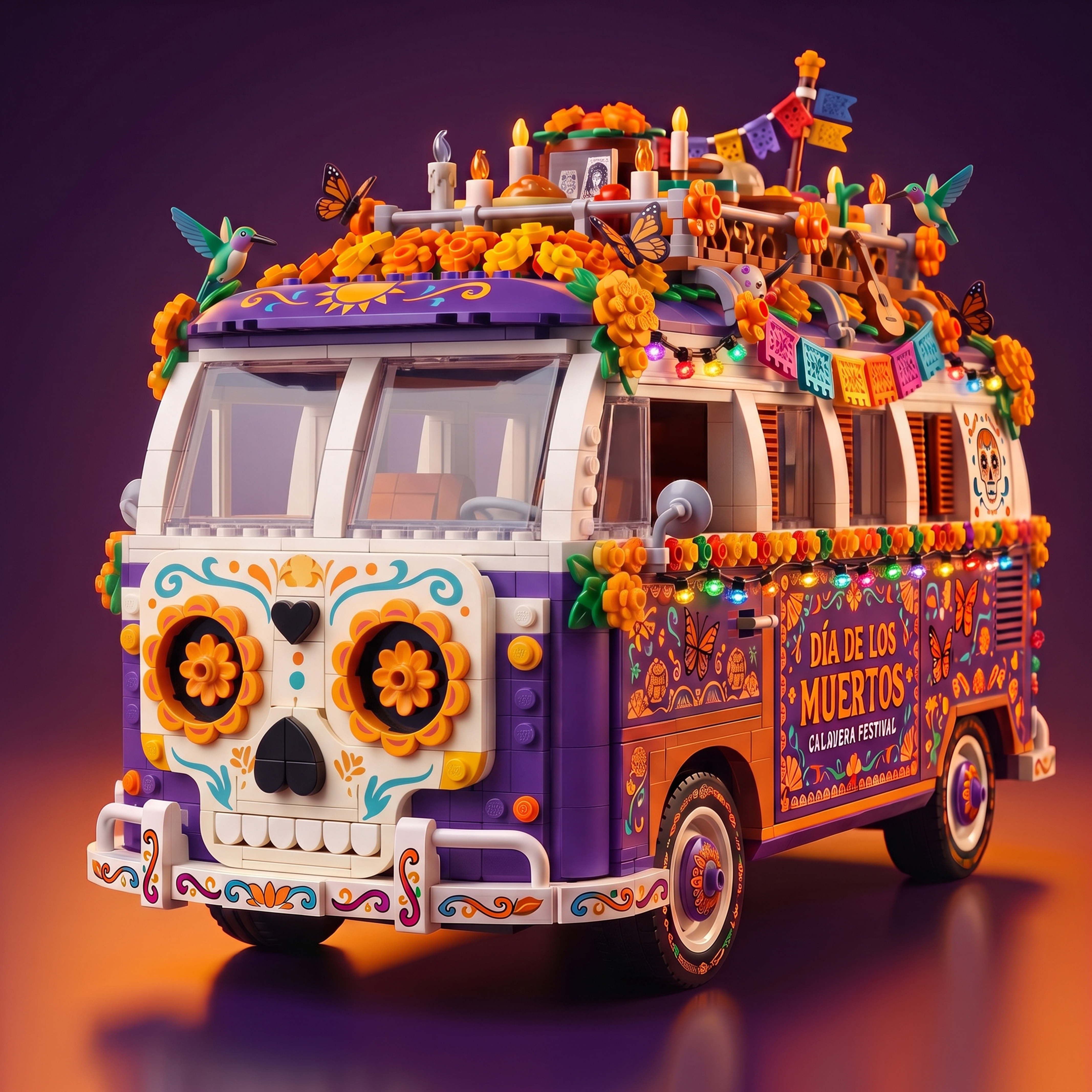 Day of the Dead Calavera Festival Bus Building Block Set