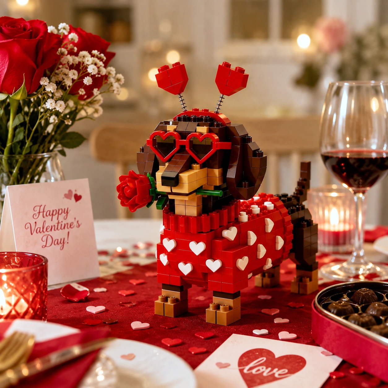 Valentine's Dachshund Love Building Set
