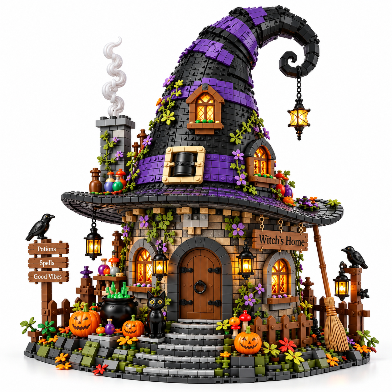 Witch’s Hat Cottage Halloween Building Set