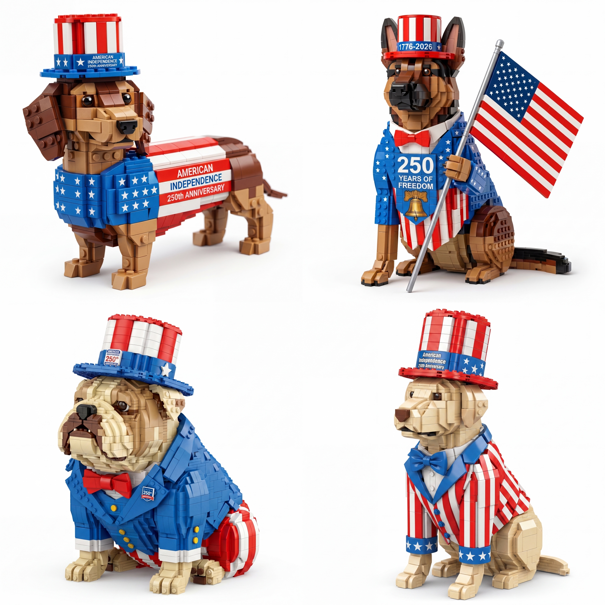 American Independence 250th Anniversary Dog Building Set