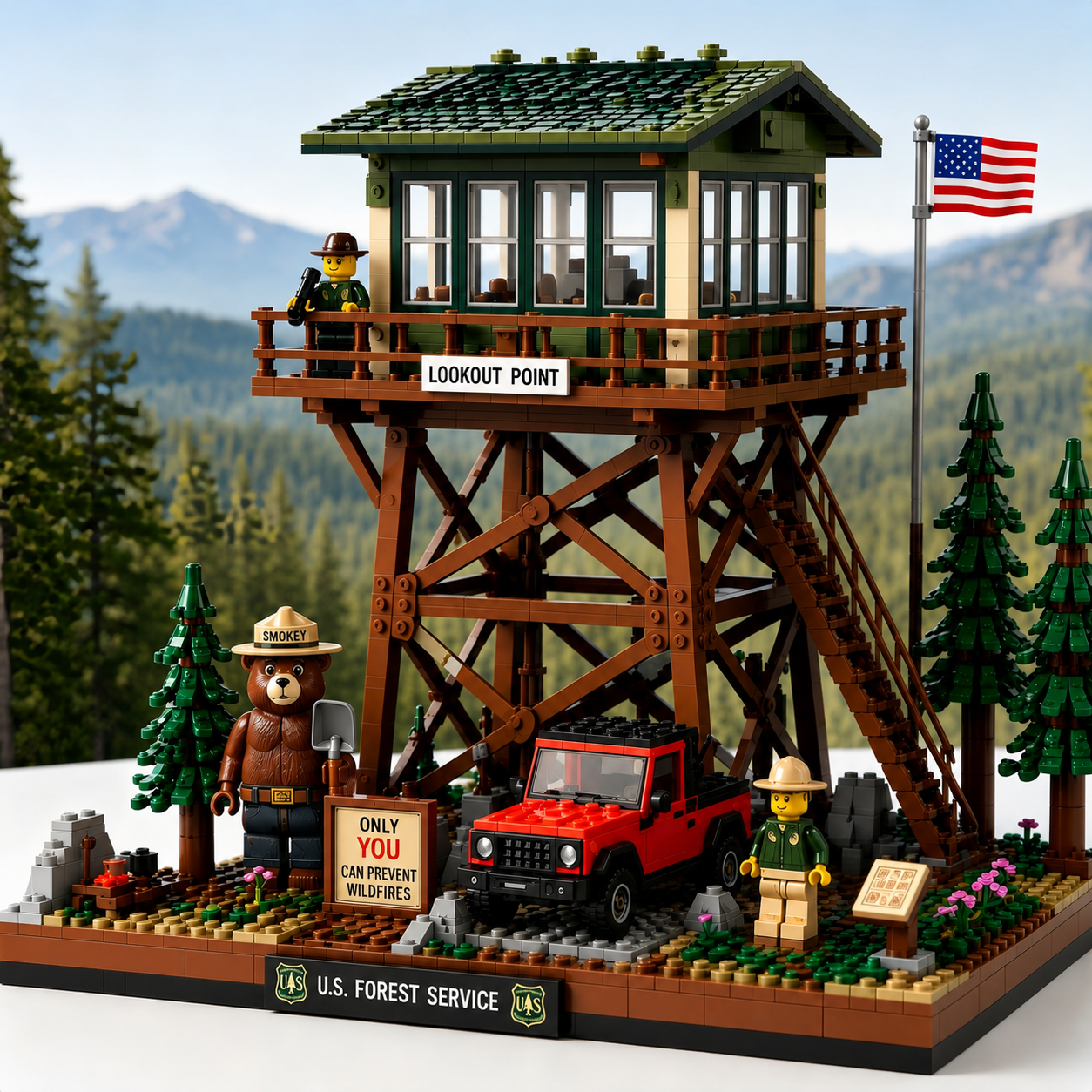Forest Fire Lookout Tower Building Set