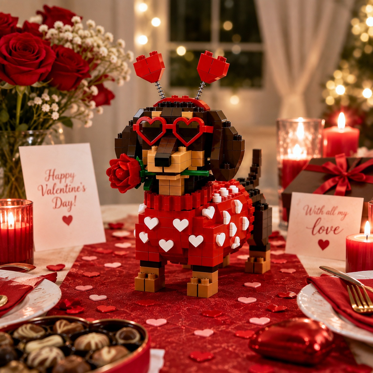 Valentine's Dachshund Love Building Set