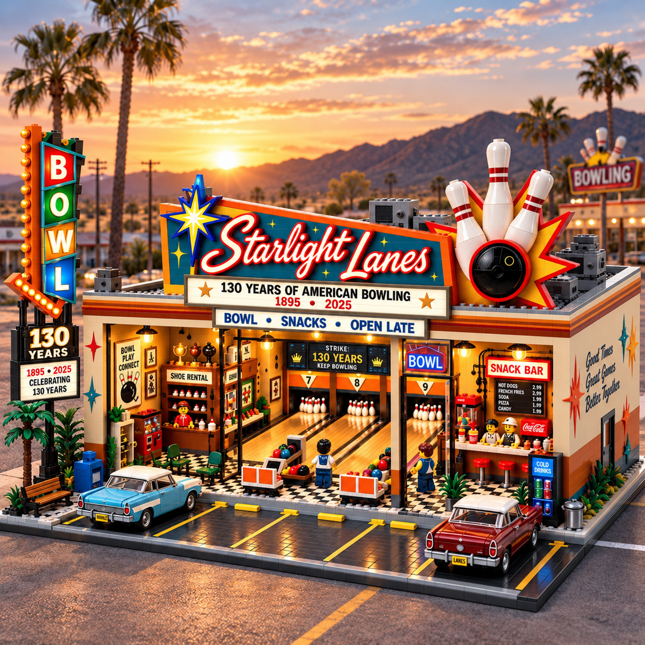 Starlight Lanes 130th Anniversary American Bowling Building Set