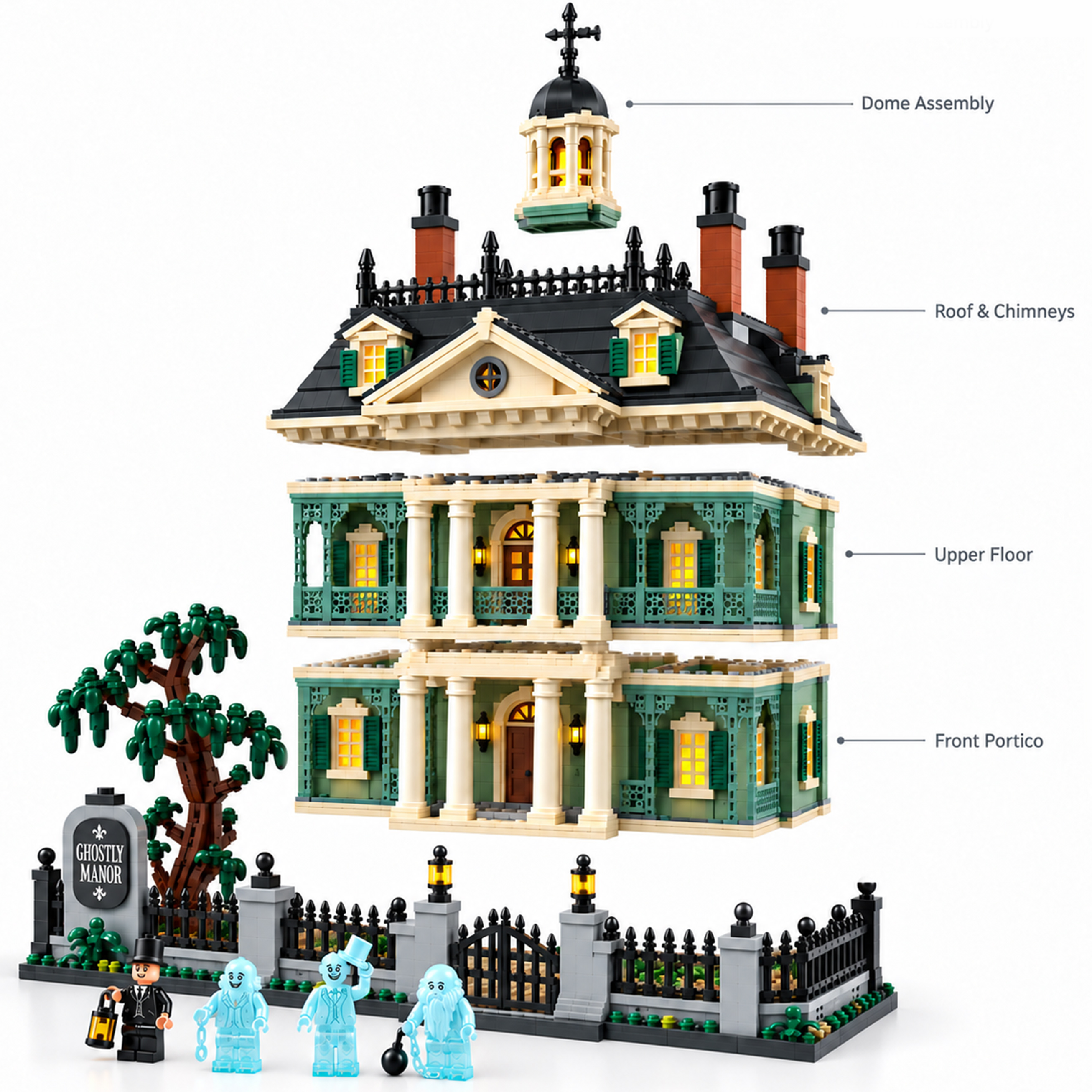 Ghostly Manor Haunted Mansion Building Set