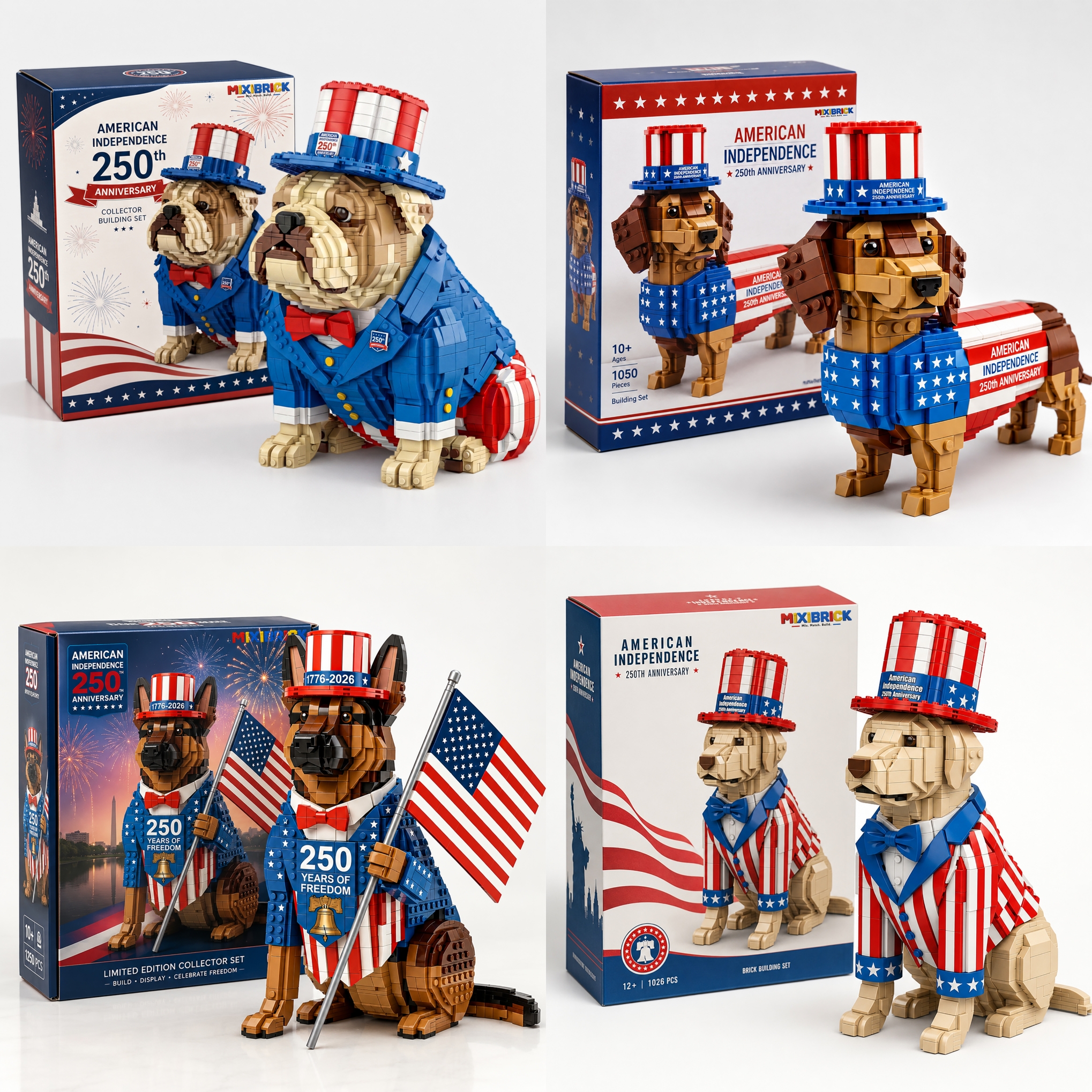 American Independence 250th Anniversary Dog Building Set