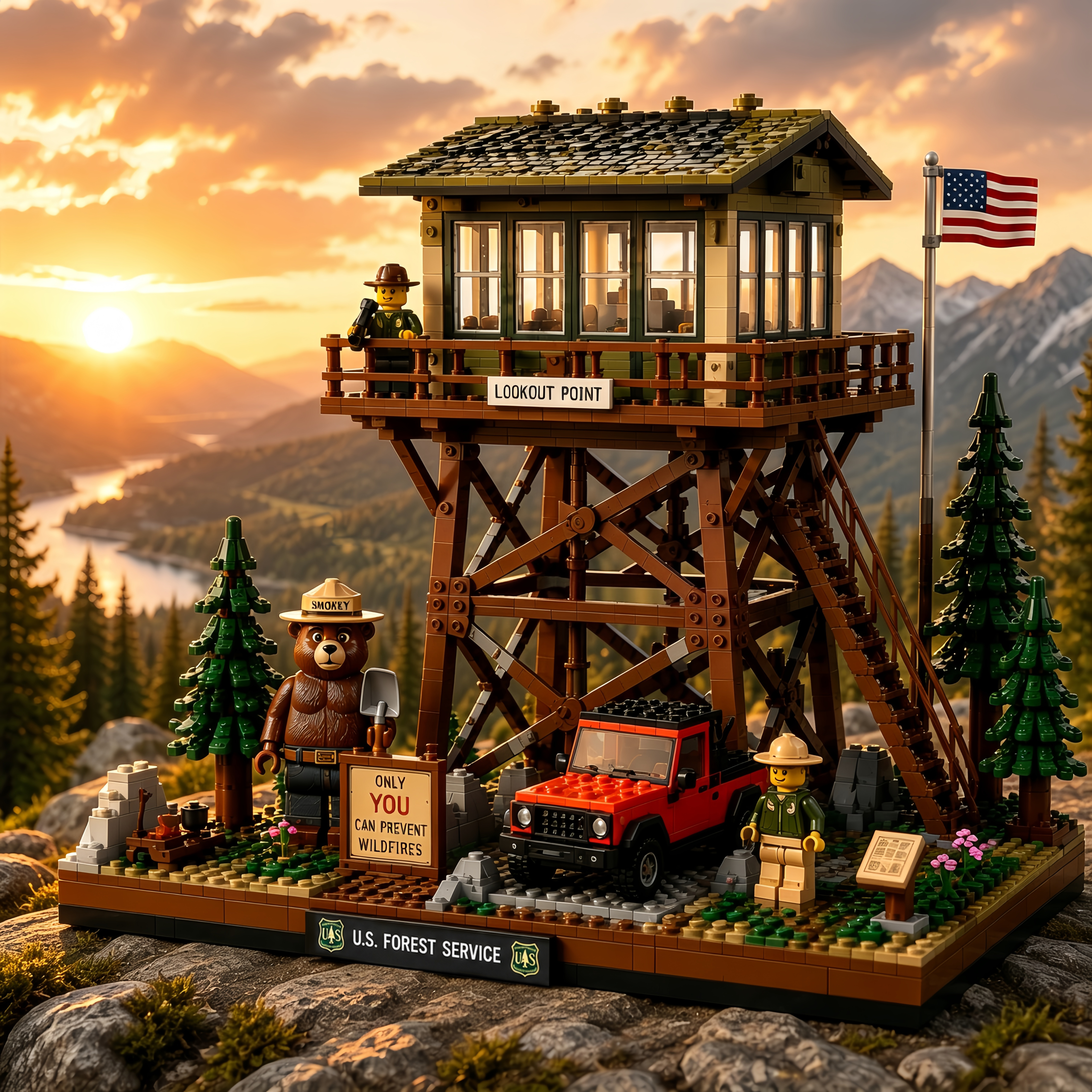 Forest Fire Lookout Tower Building Set