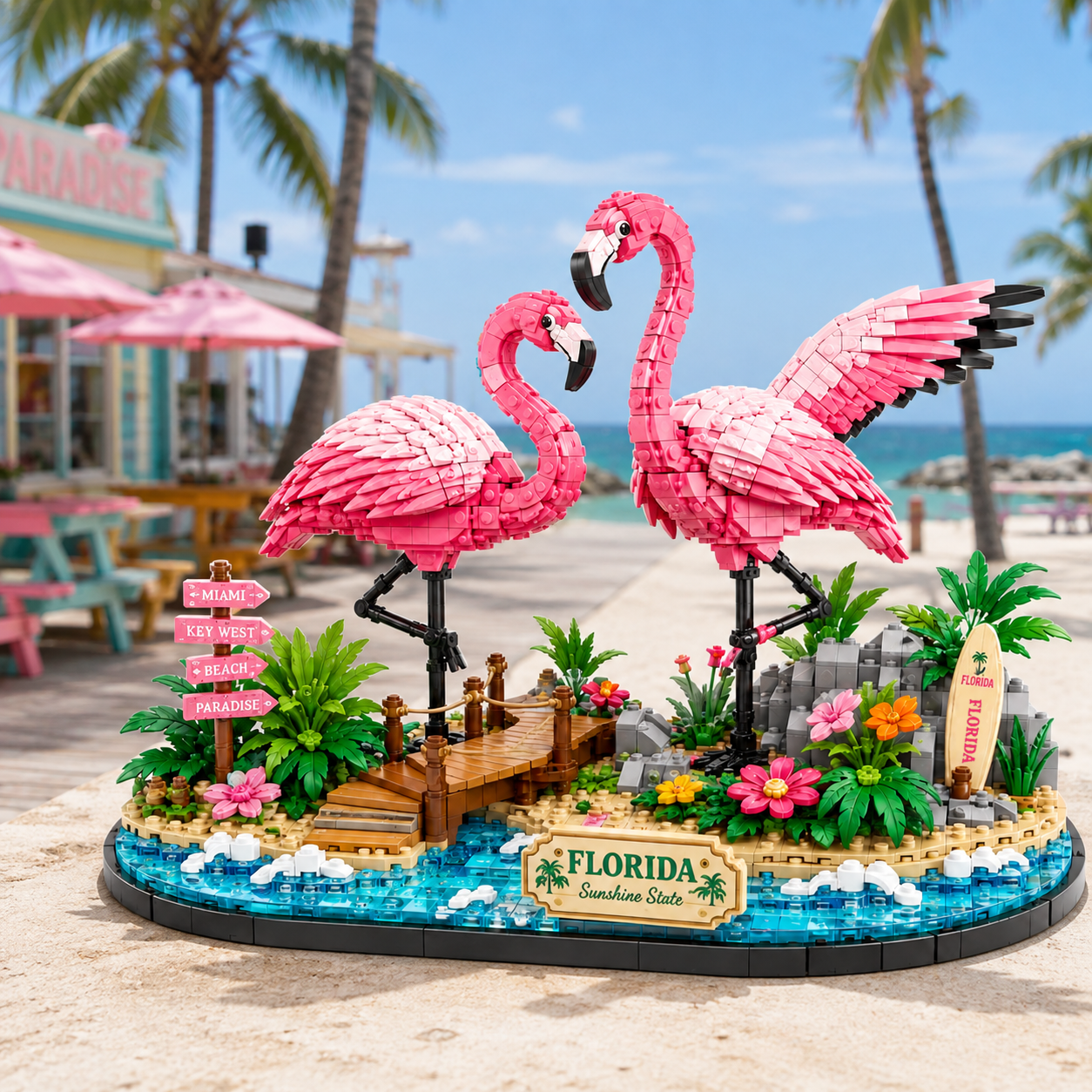 Florida Flamingo Paradise Building Block Set
