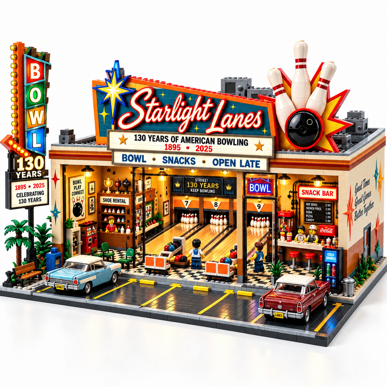 Starlight Lanes 130th Anniversary American Bowling Building Set