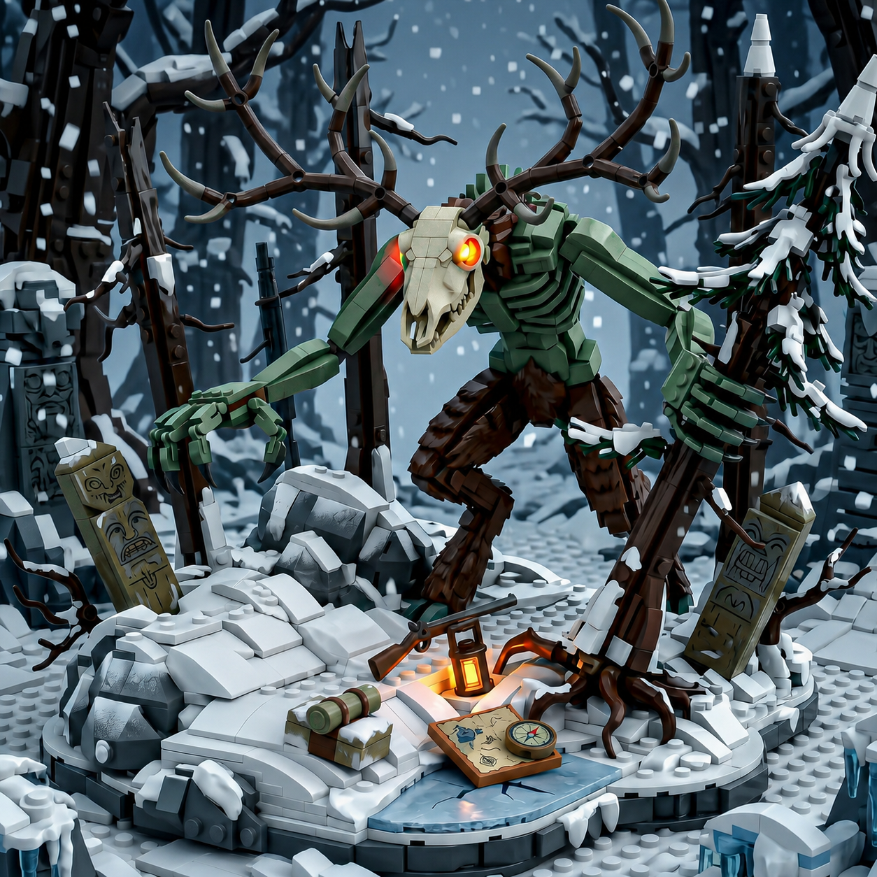 Wendigo Horror Forest Diorama Display Building Set