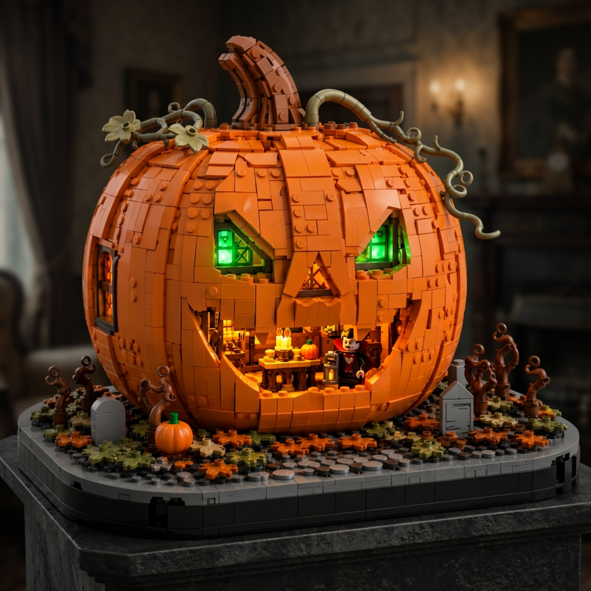 Pumpkin Haunted House Diorama Tribute Building Set