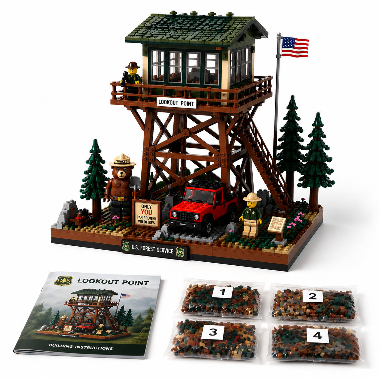 Forest Fire Lookout Tower Building Set