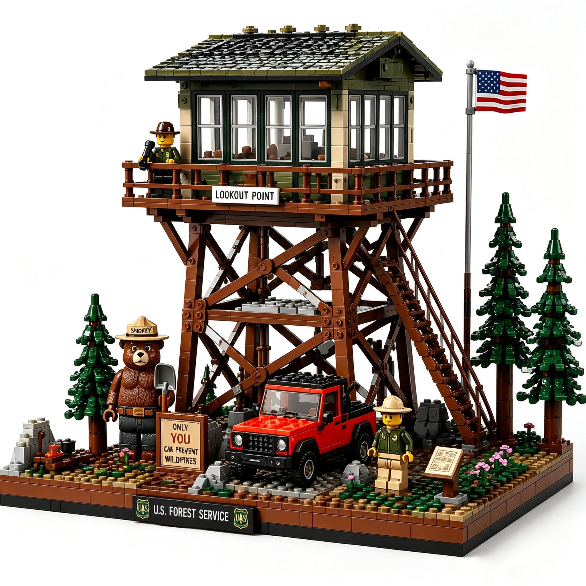 Forest Fire Lookout Tower Building Set