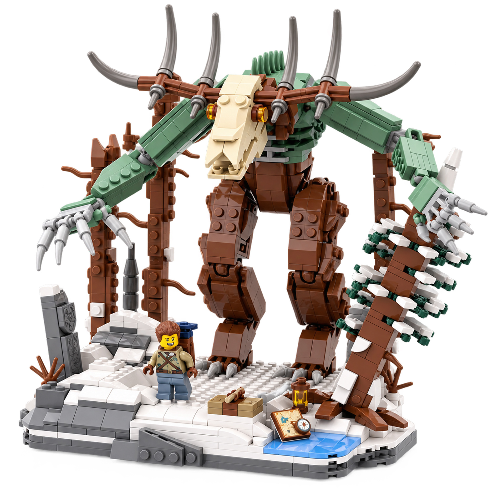 Wendigo Forest Guardian Building Set – Mythical Creature Winter Forest Display