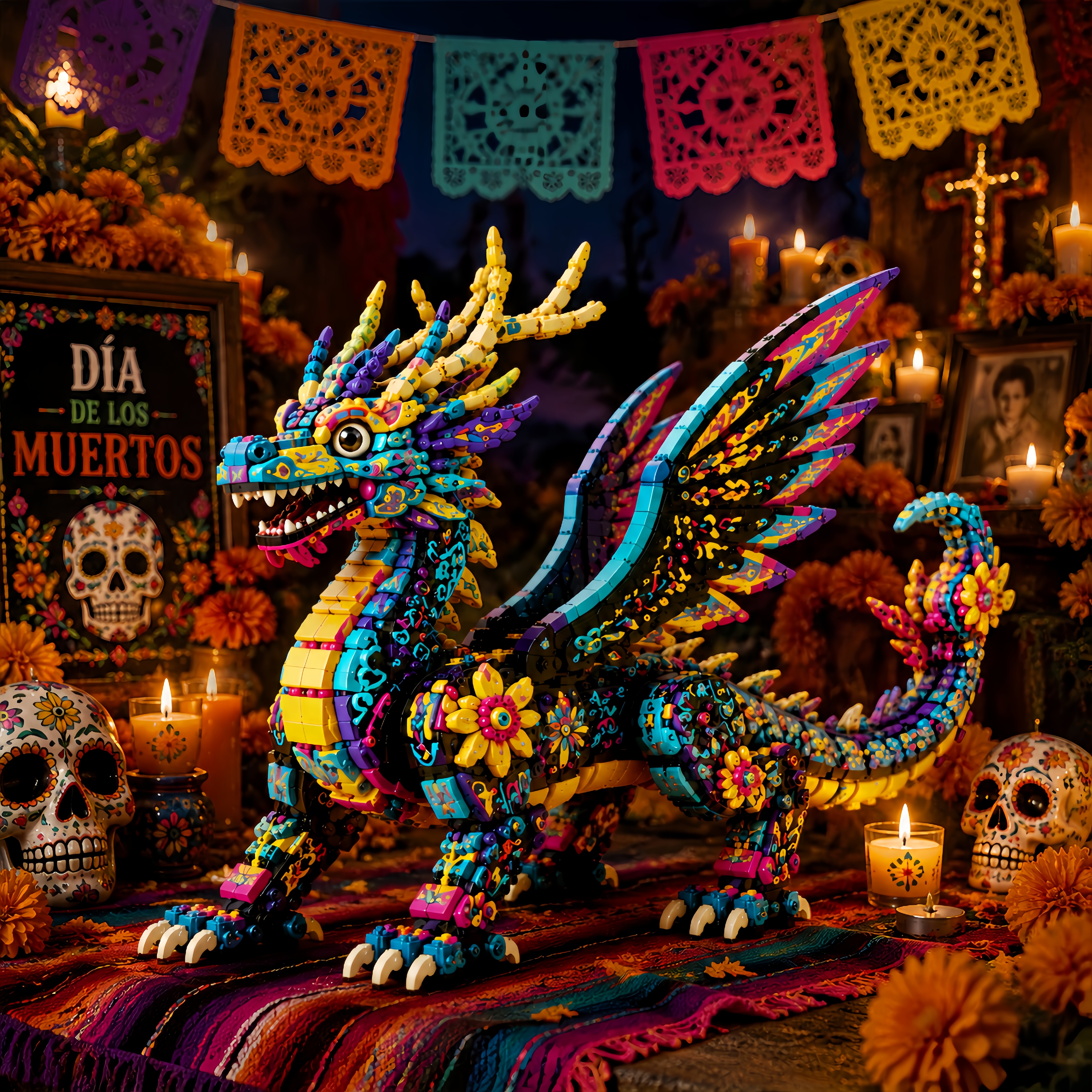 Alebrije Dragon Guardians of the Spirit World Collector Building Set