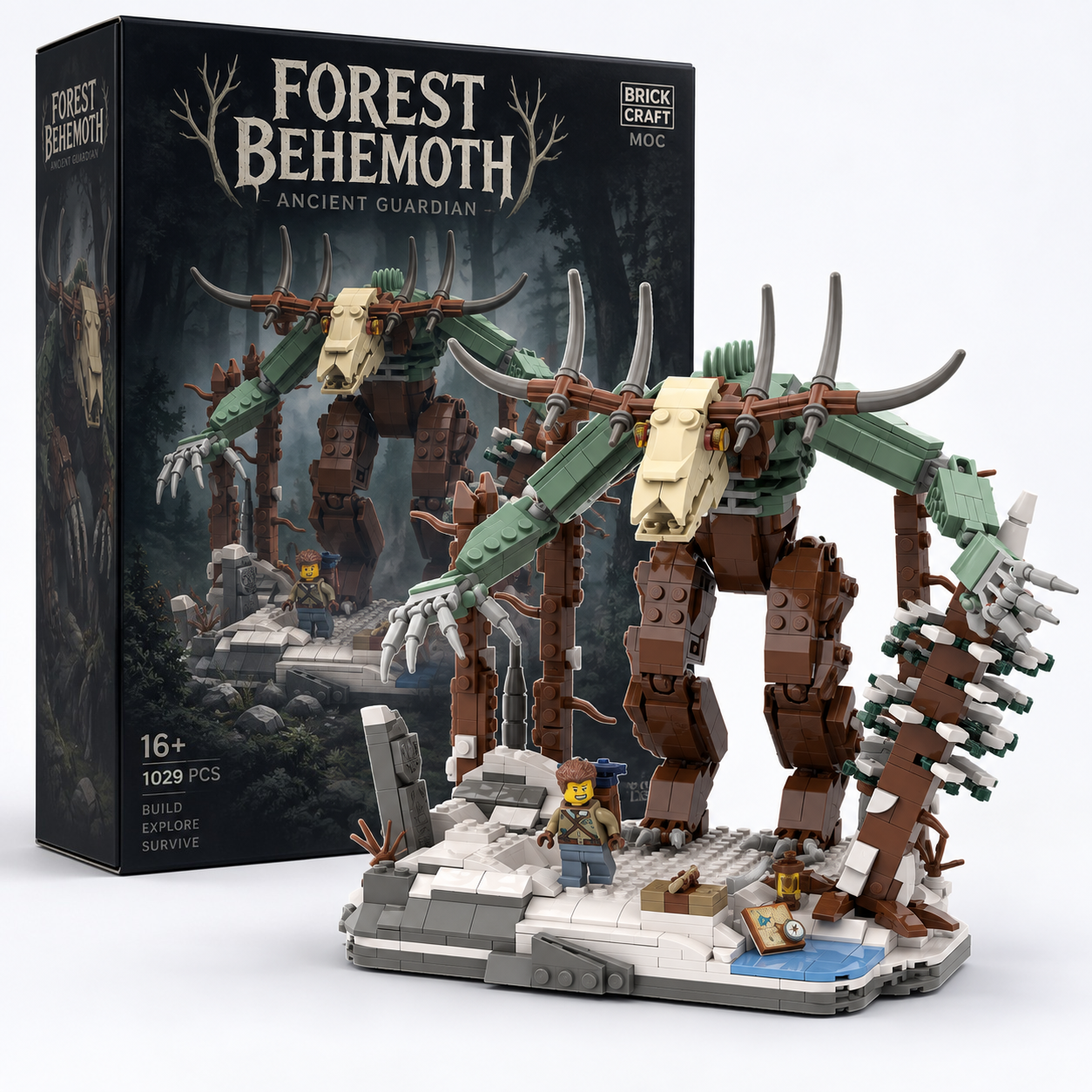 Wendigo Forest Guardian Building Set – Mythical Creature Winter Forest Display