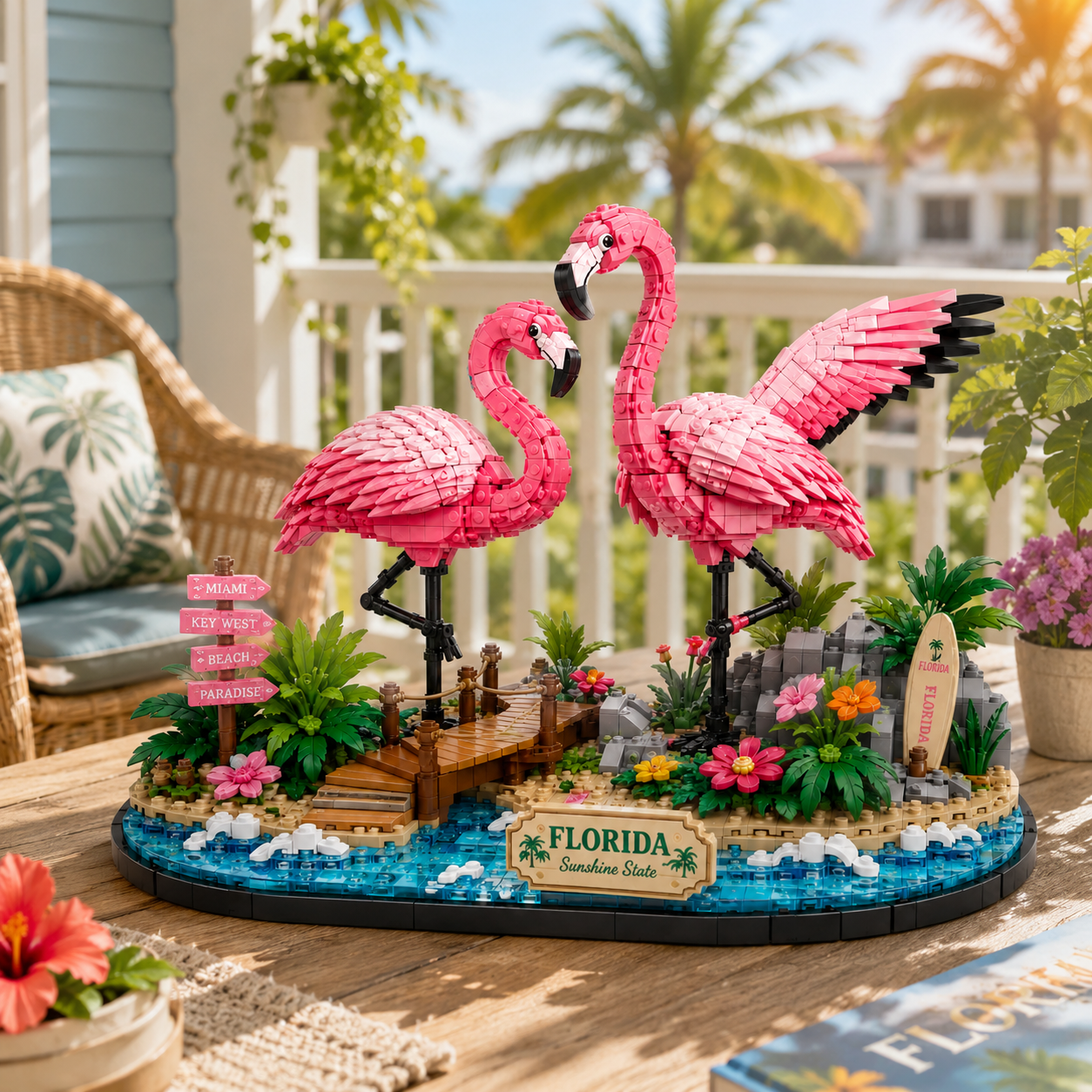 Florida Flamingo Paradise Building Block Set