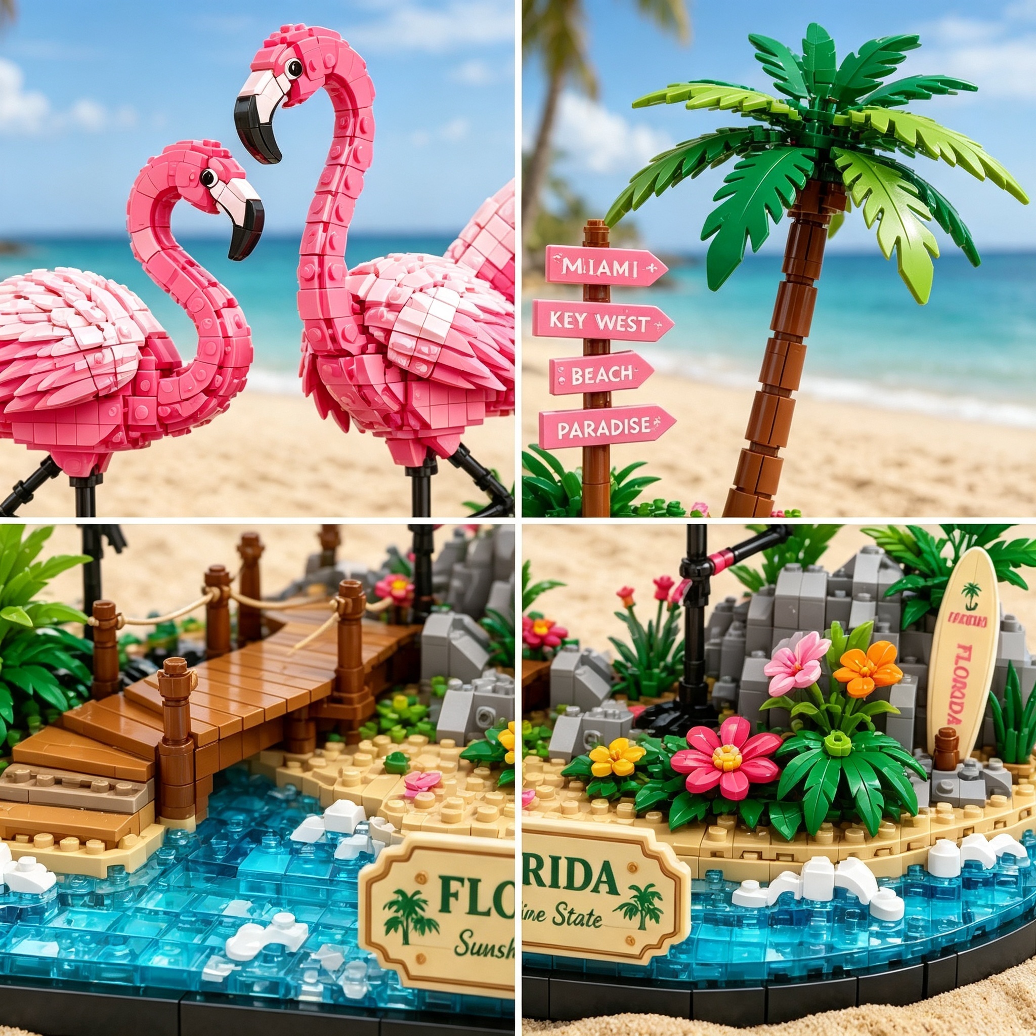 Florida Flamingo Paradise Building Block Set