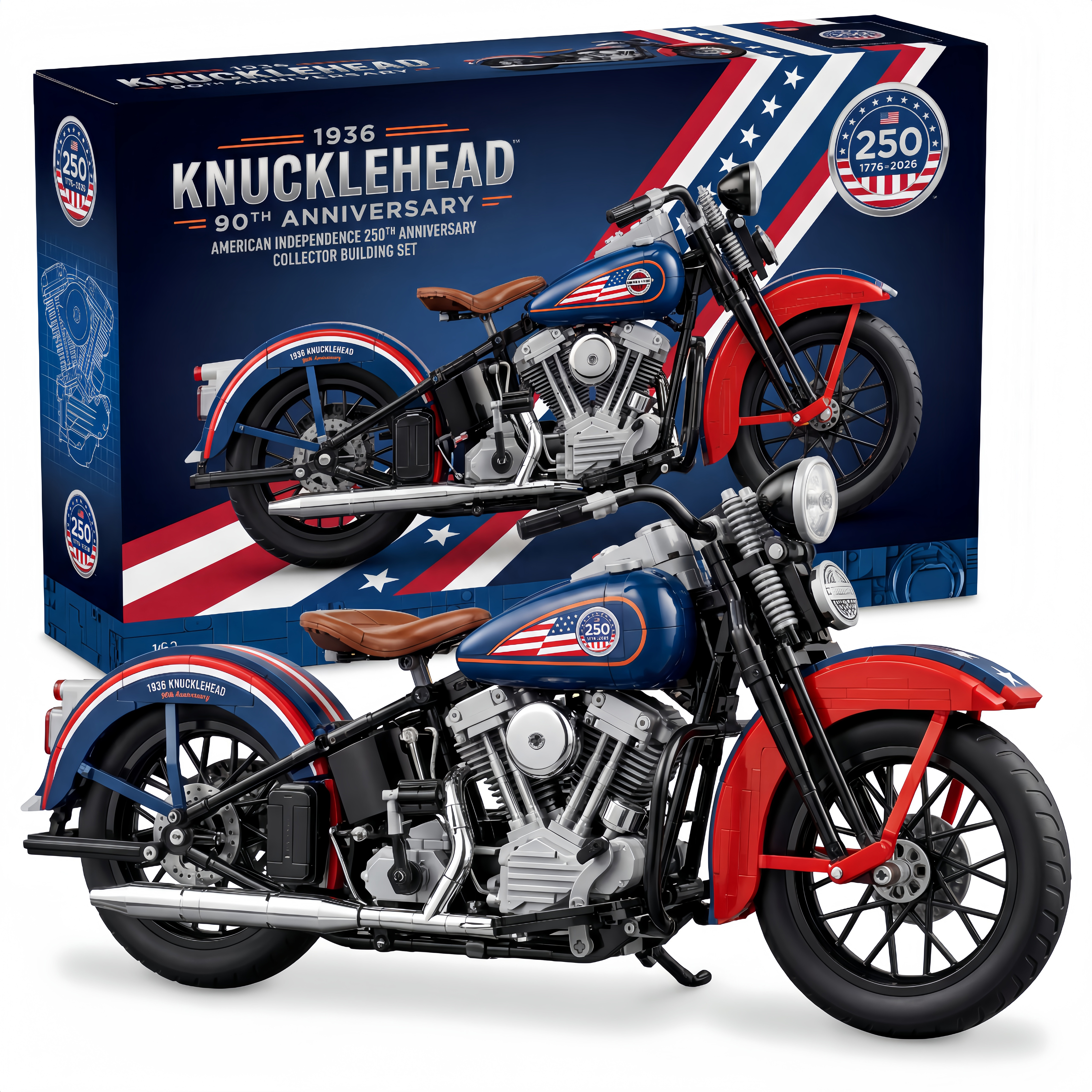 🏍️ 1936 Knucklehead 90th Anniversary × American Independence 250th Collector Building Set