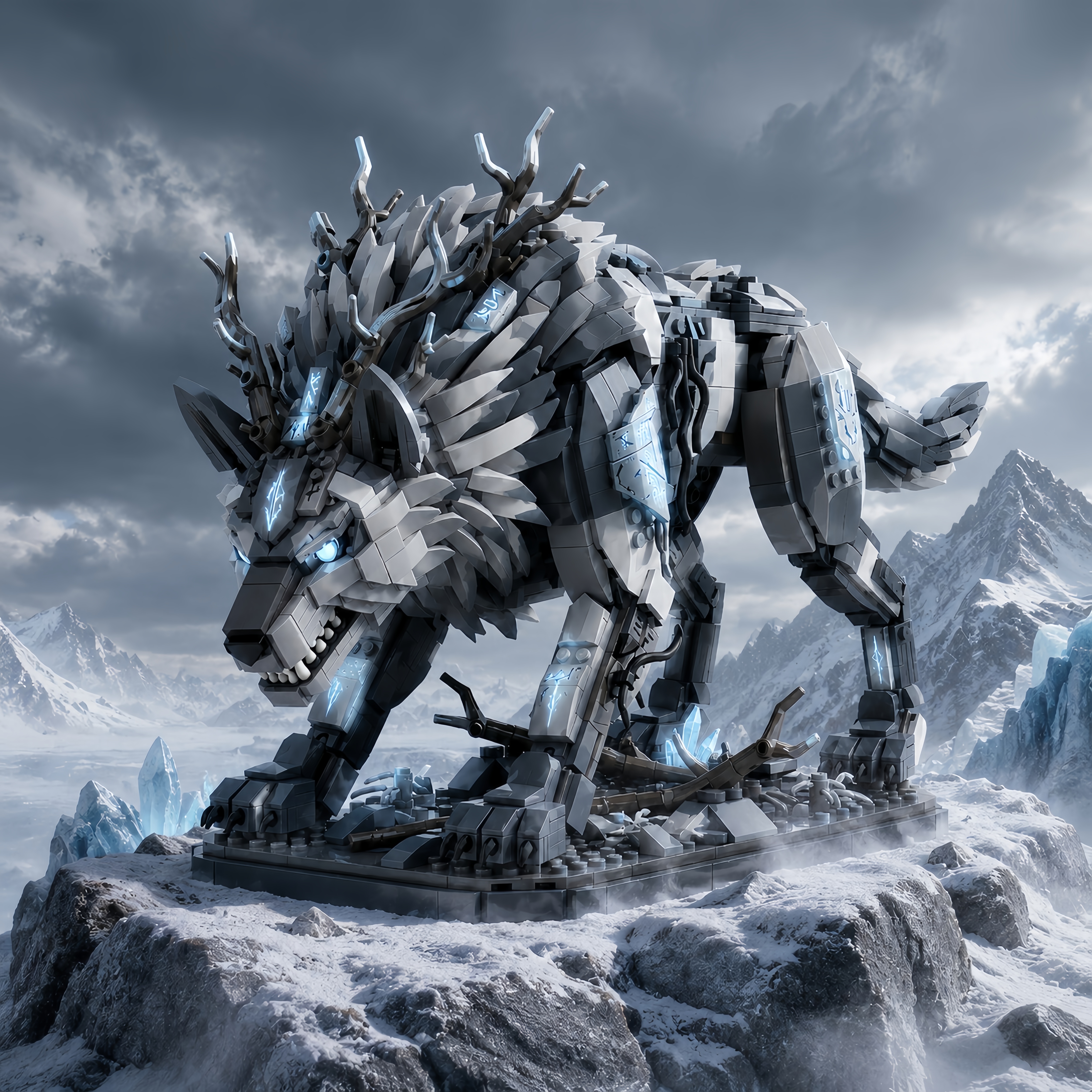 Frostsilver Wolf King Building Set