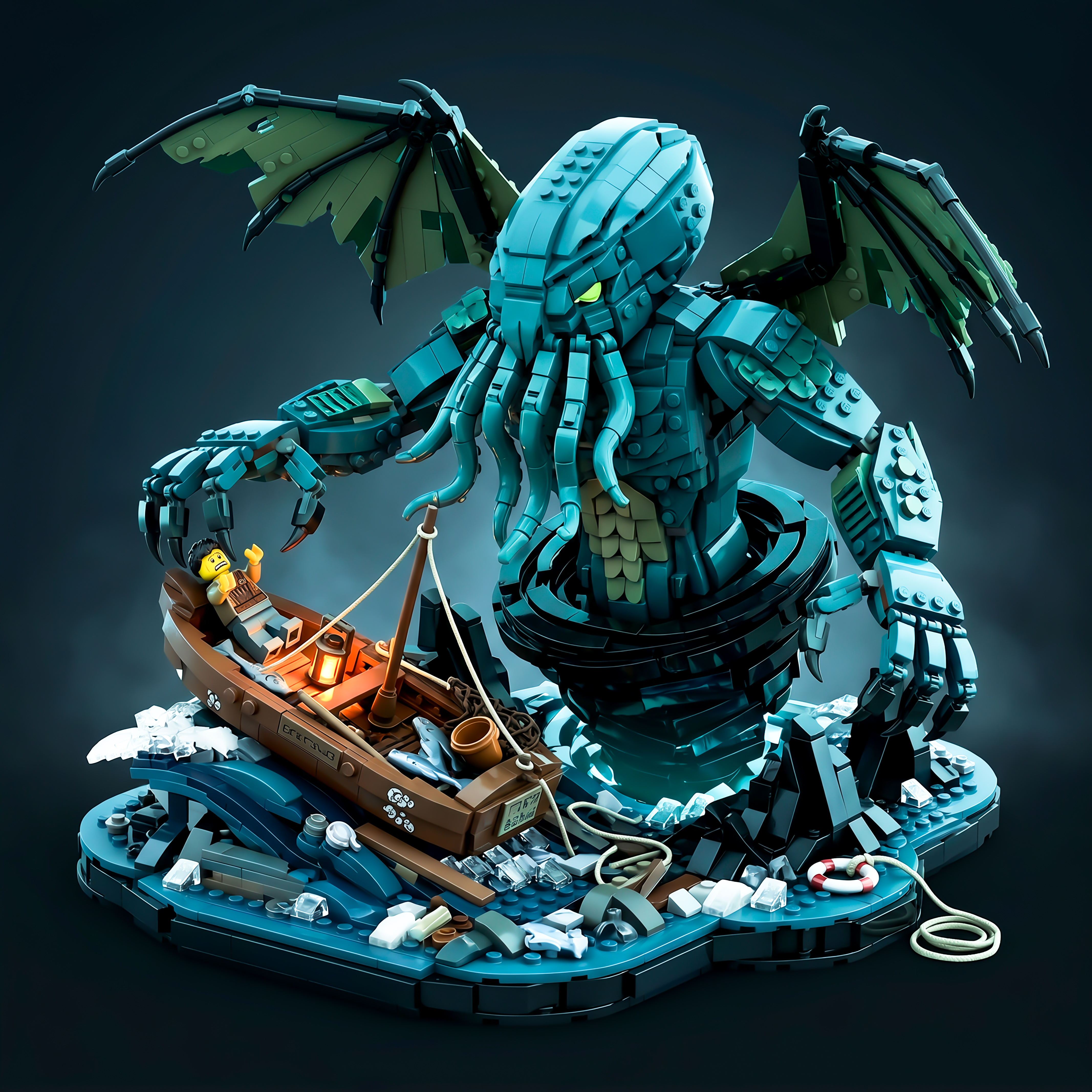 Lovecraftian Sea Monster Diorama Display Set