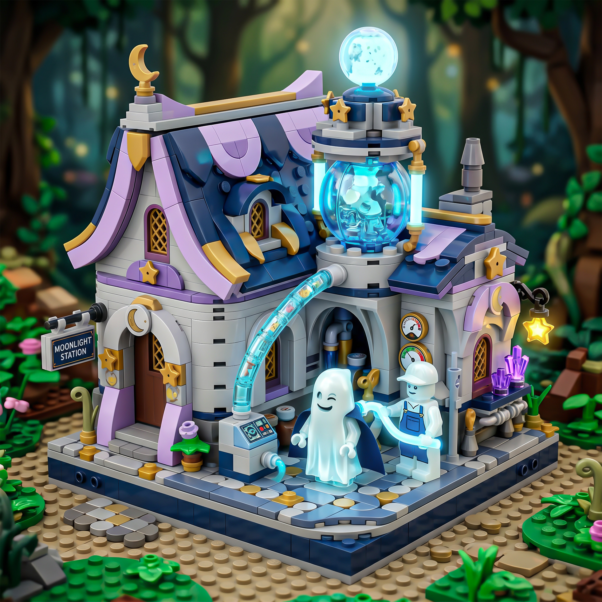 Halloween Ghost Moonlight Station Display Building Set