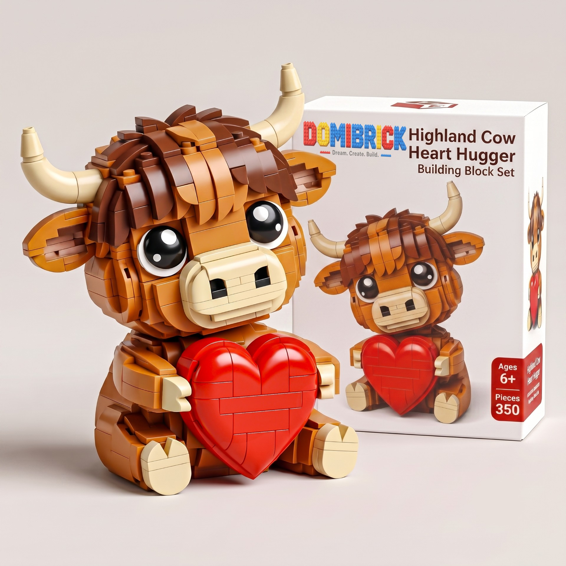 Highland Cow Heart Hugger Building Set
