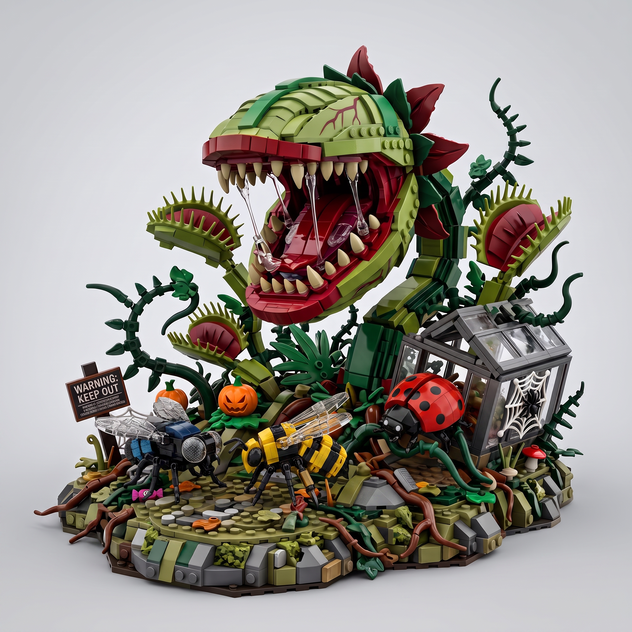 Monster Venus Flytrap Halloween Diorama Building Set