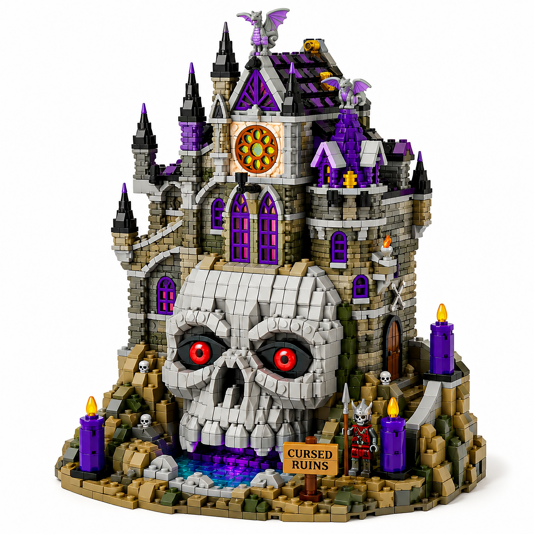 Halloween Gothic Skull Castle Display Building Set