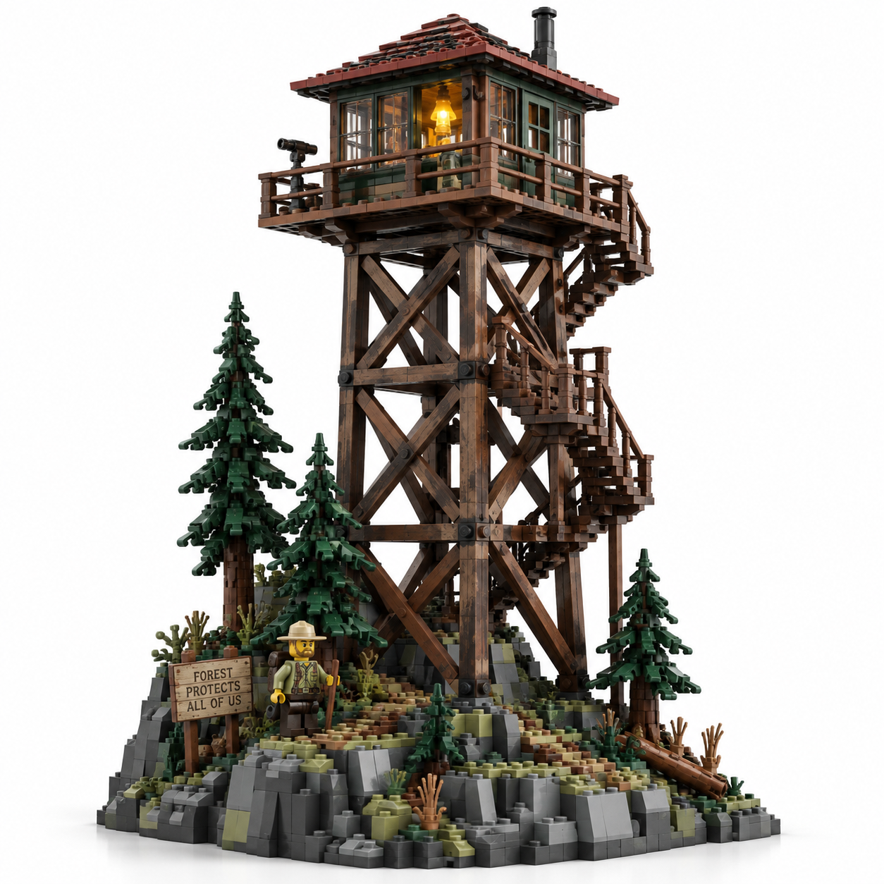 Abandoned Appalachian Fire Tower Building Set 
