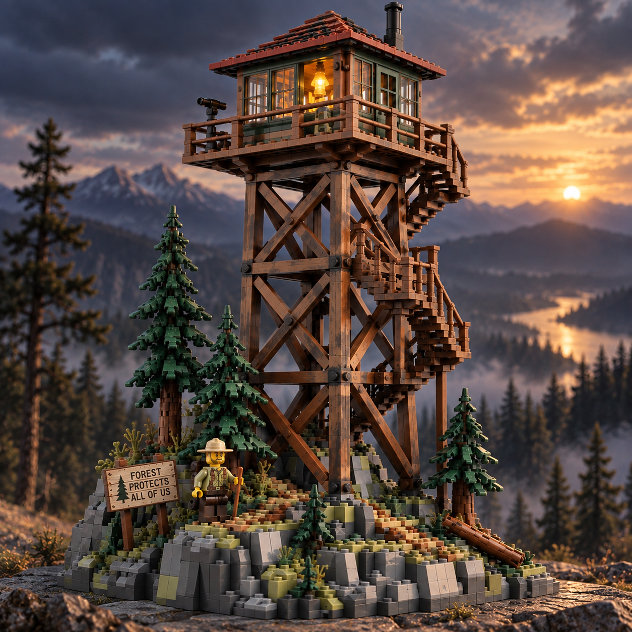 Abandoned Appalachian Fire Tower Building Set 