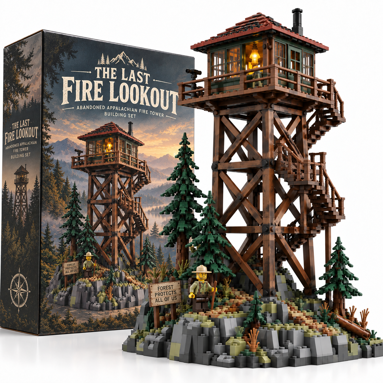 Abandoned Appalachian Fire Tower Building Set 