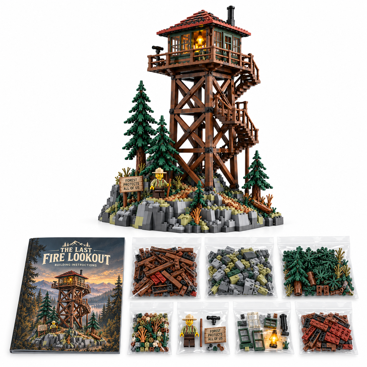 Abandoned Appalachian Fire Tower Building Set 