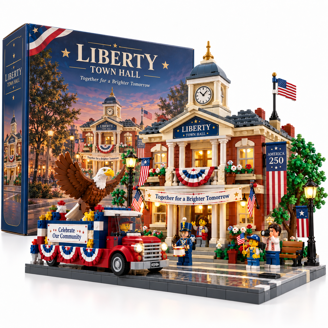 America 250 Liberty Town Hall Building Set 