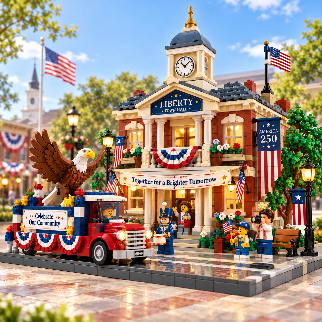 America 250 Liberty Town Hall Building Set 