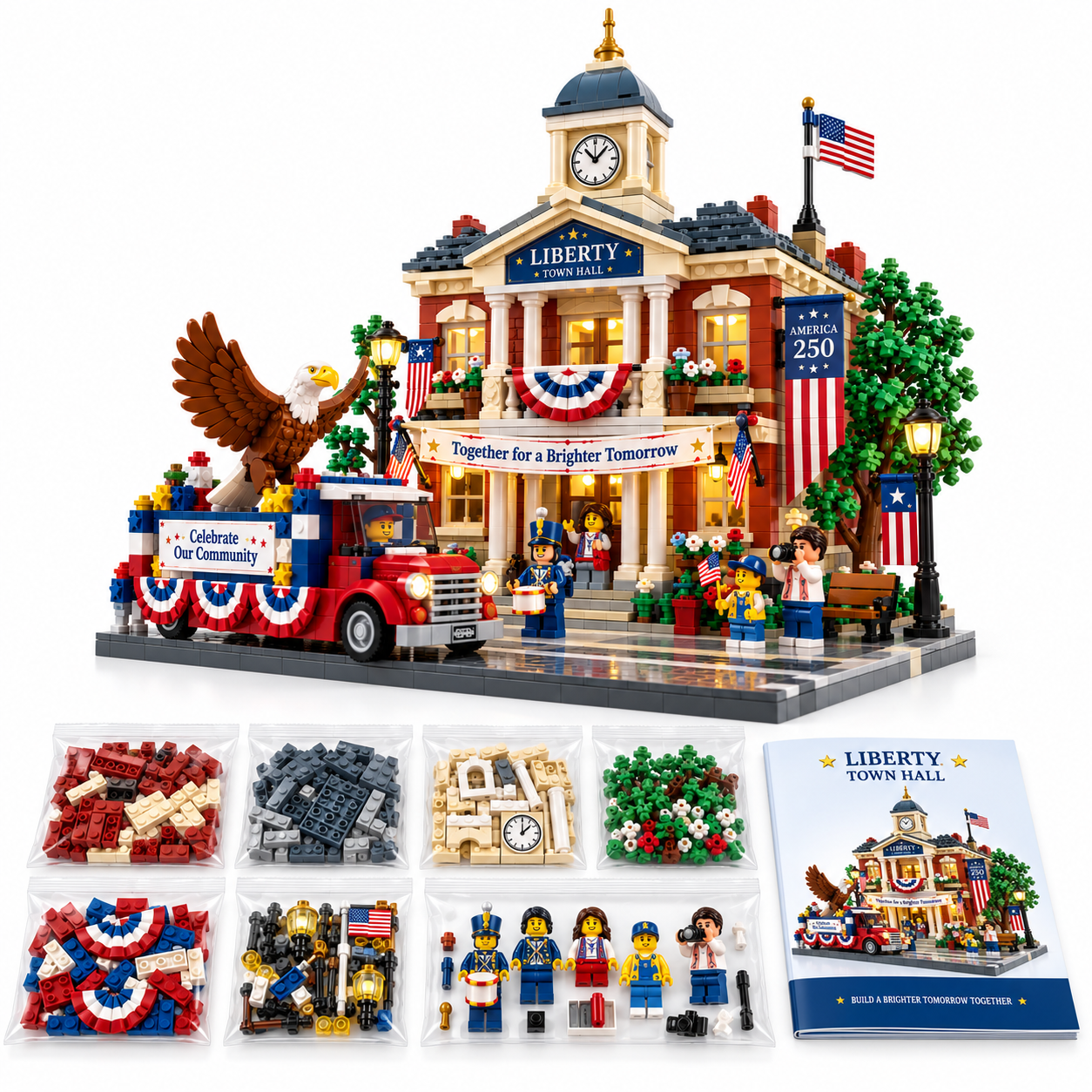 America 250 Liberty Town Hall Building Set 