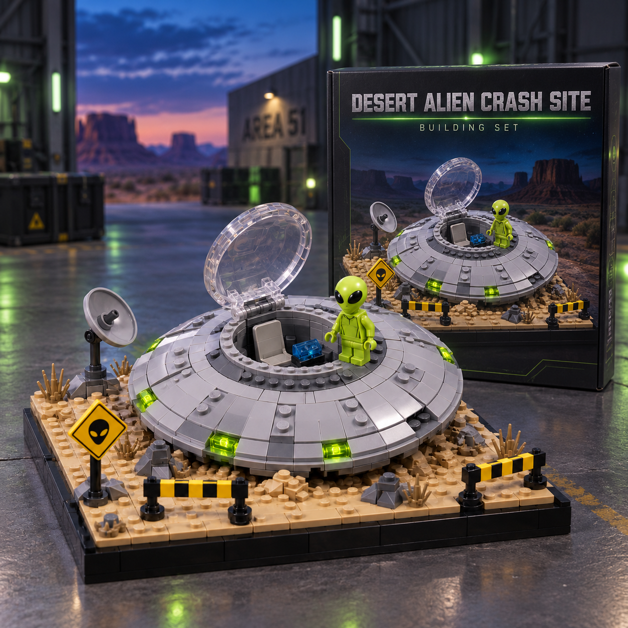 Area 51 Alien UFO Crash Site Collector Building Set