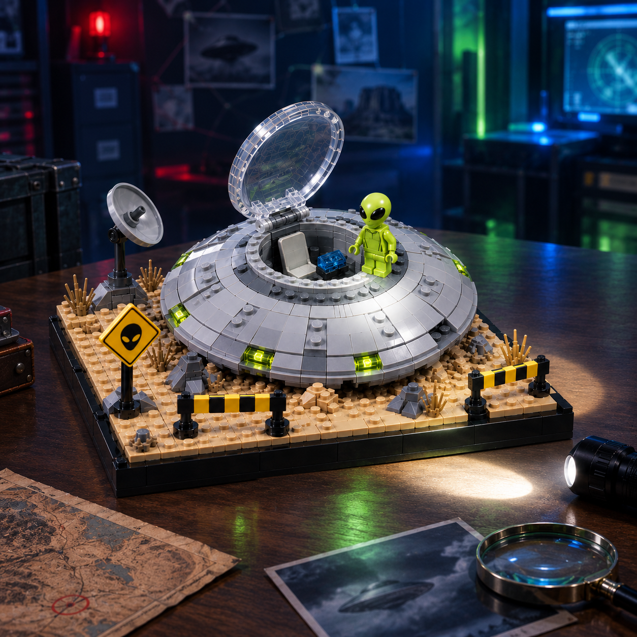 Area 51 Alien UFO Crash Site Collector Building Set