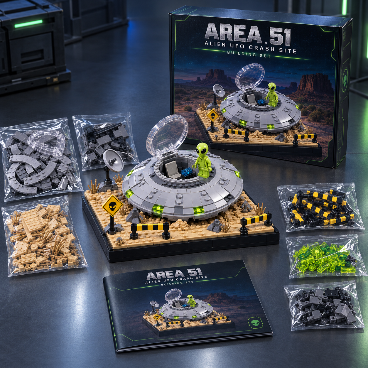 Area 51 Alien UFO Crash Site Collector Building Set