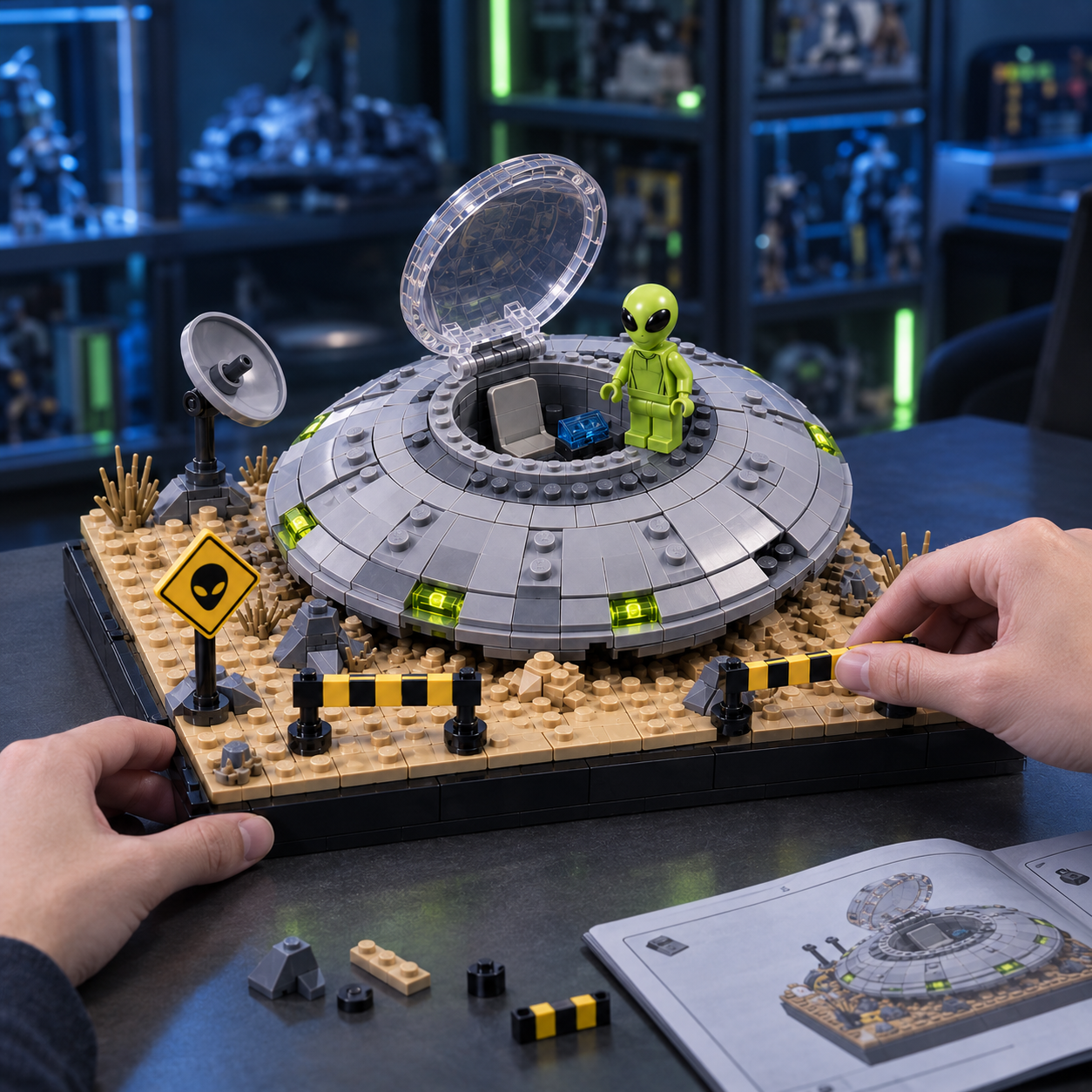 Area 51 Alien UFO Crash Site Collector Building Set