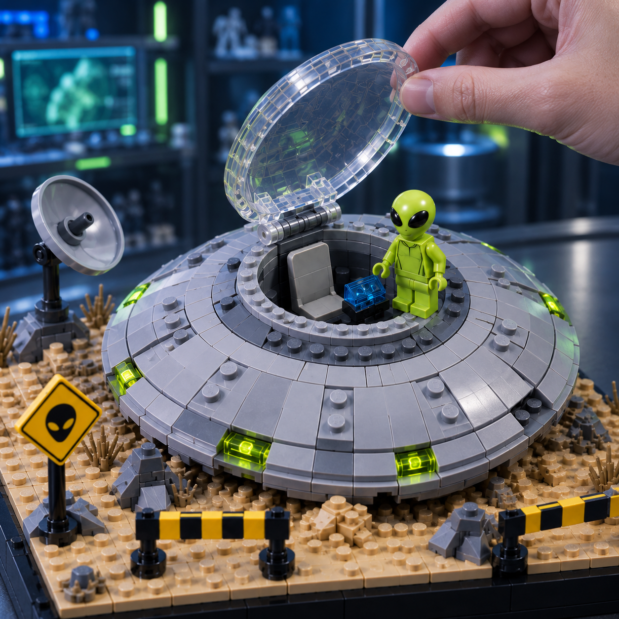 Area 51 Alien UFO Crash Site Collector Building Set
