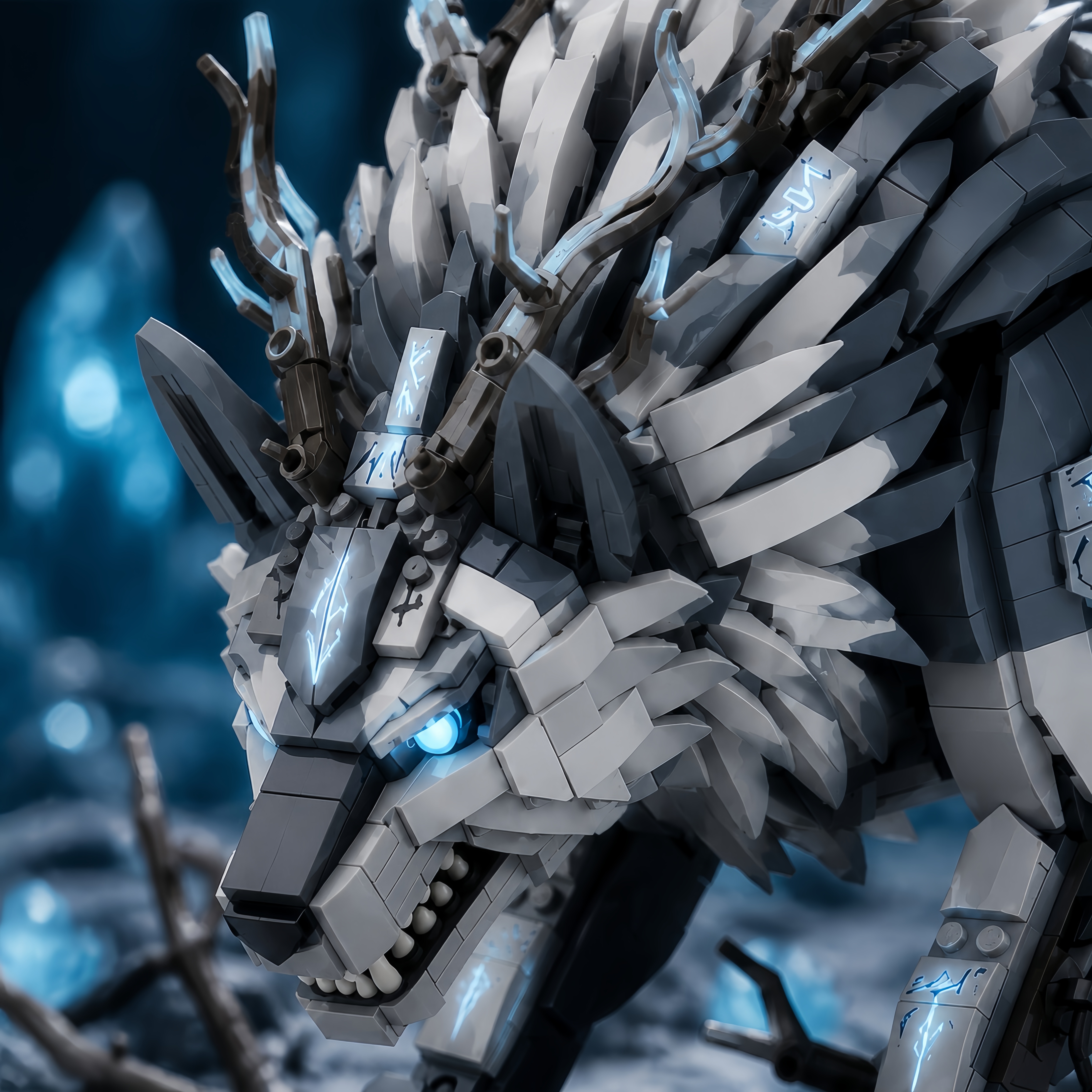 Frostsilver Wolf King Building Set