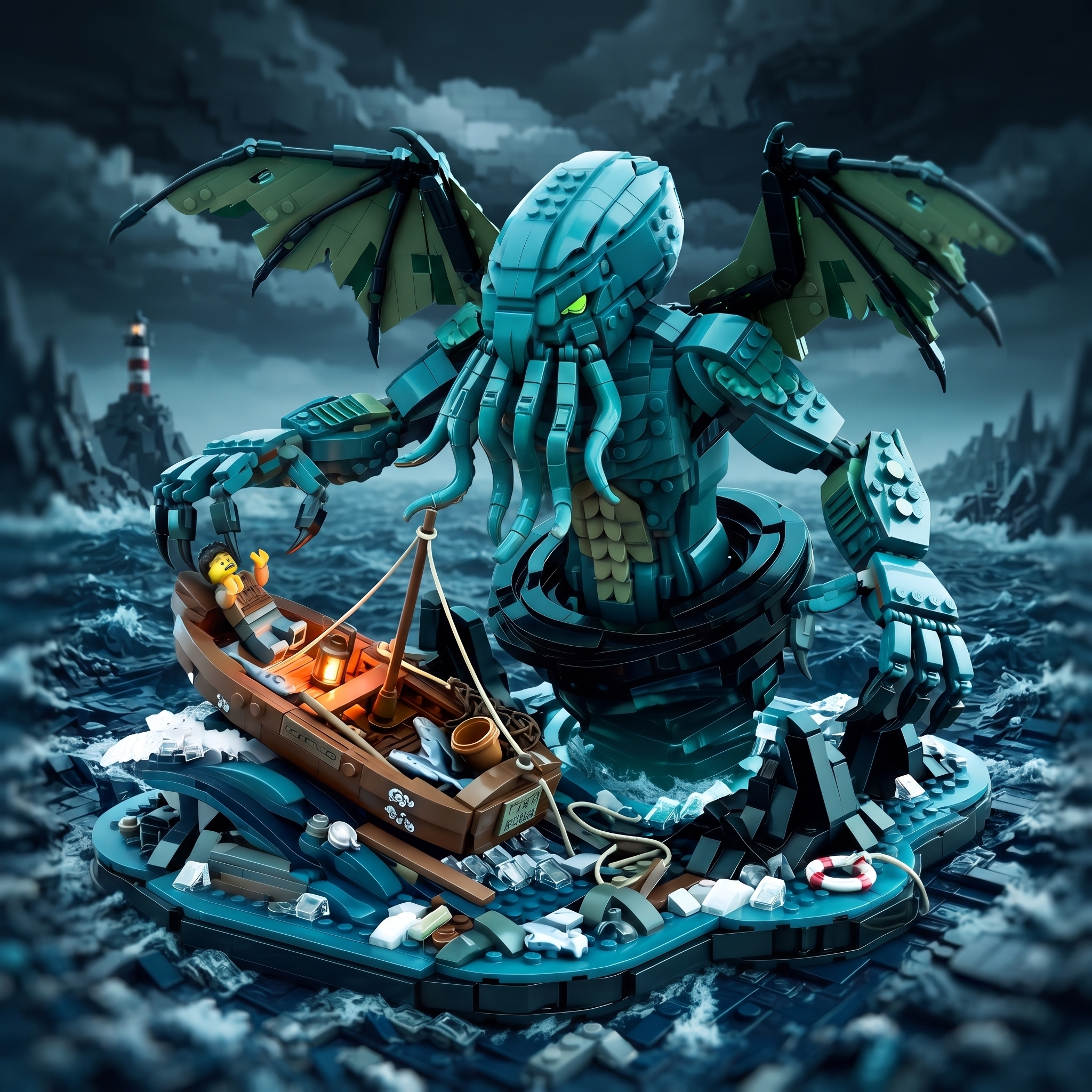 Lovecraftian Sea Monster Diorama Display Set