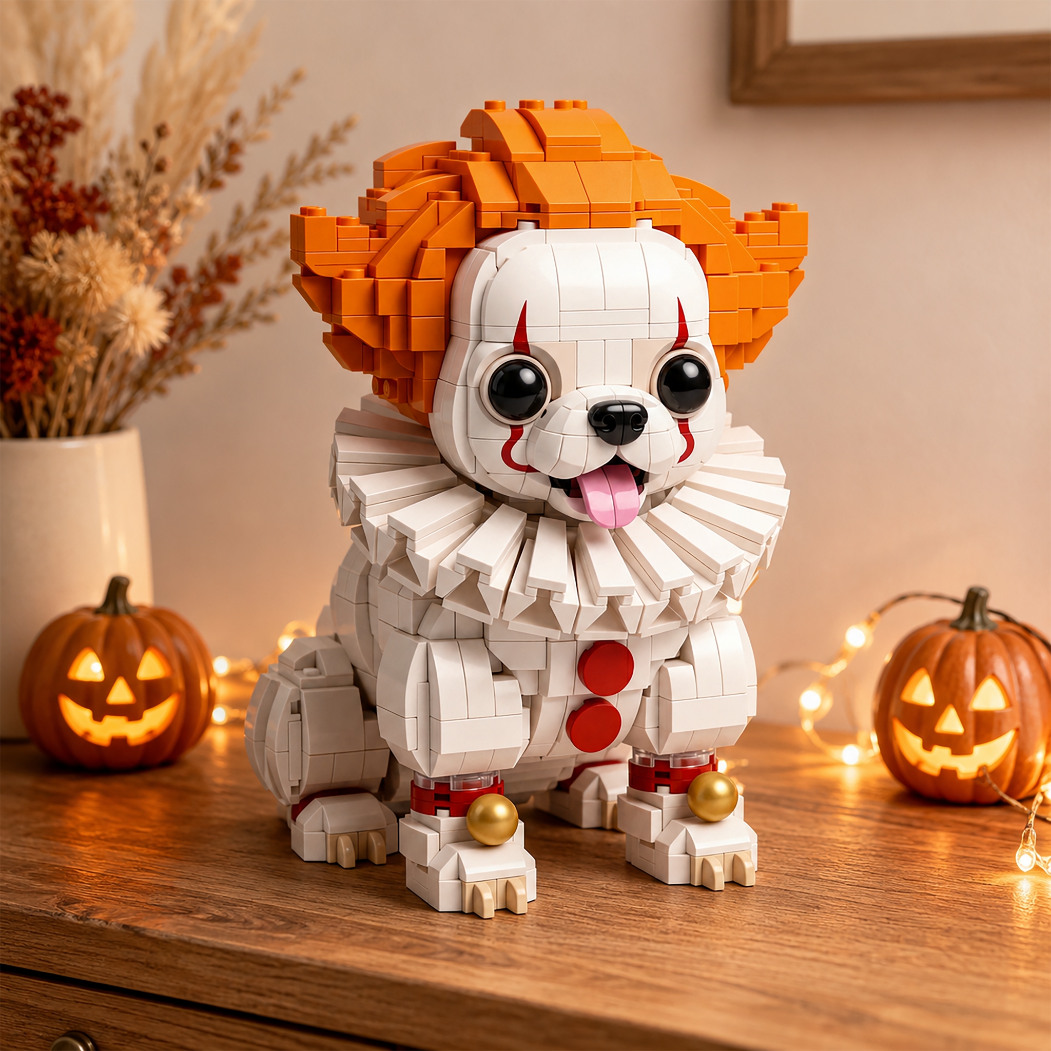 Halloween Clown Chihuahua Building Blocks Set
